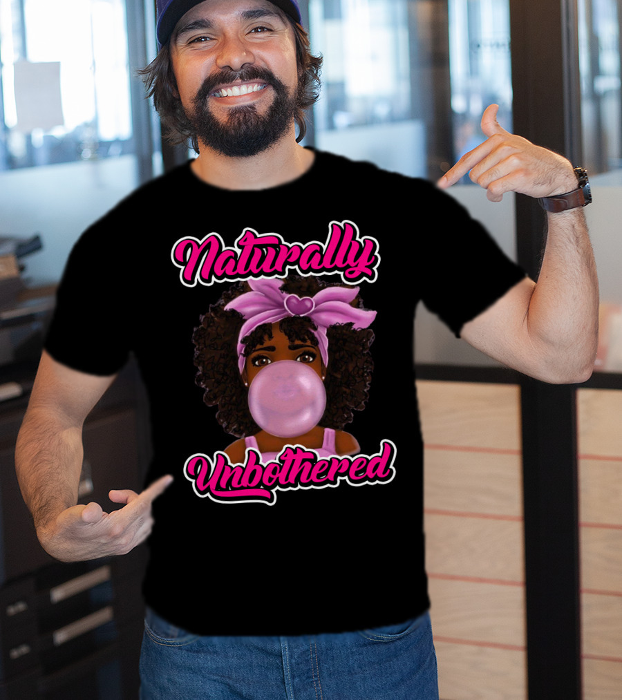 Naturally Unbothered Pink Headband Bubble Gum Afro T-Shirt