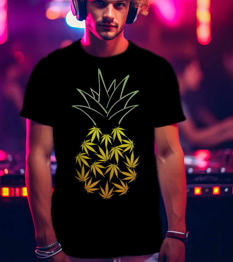 Weed Pineapple Cannabis Leaf Fusion T-Shirt