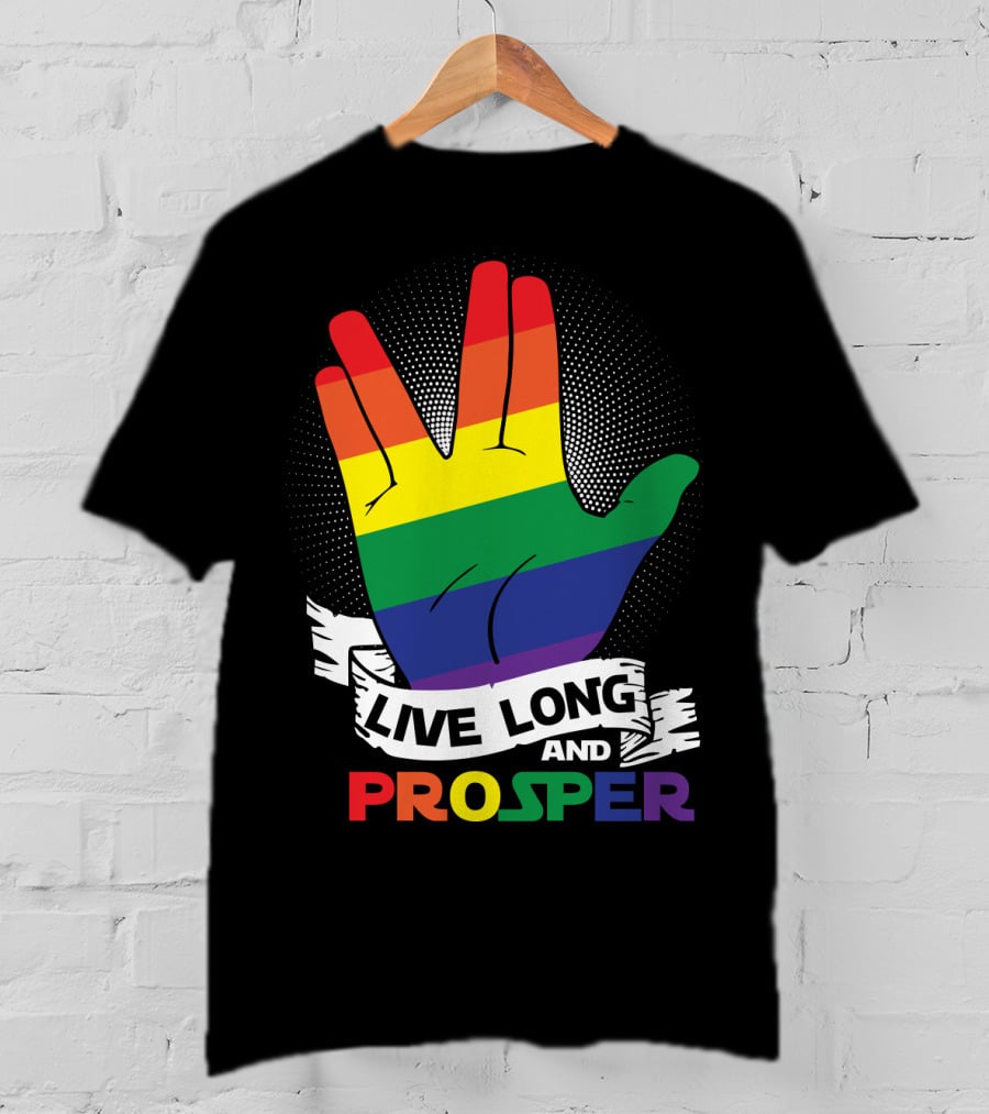 Live Long And Prosper Rainbow Hand Gesture T-Shirt