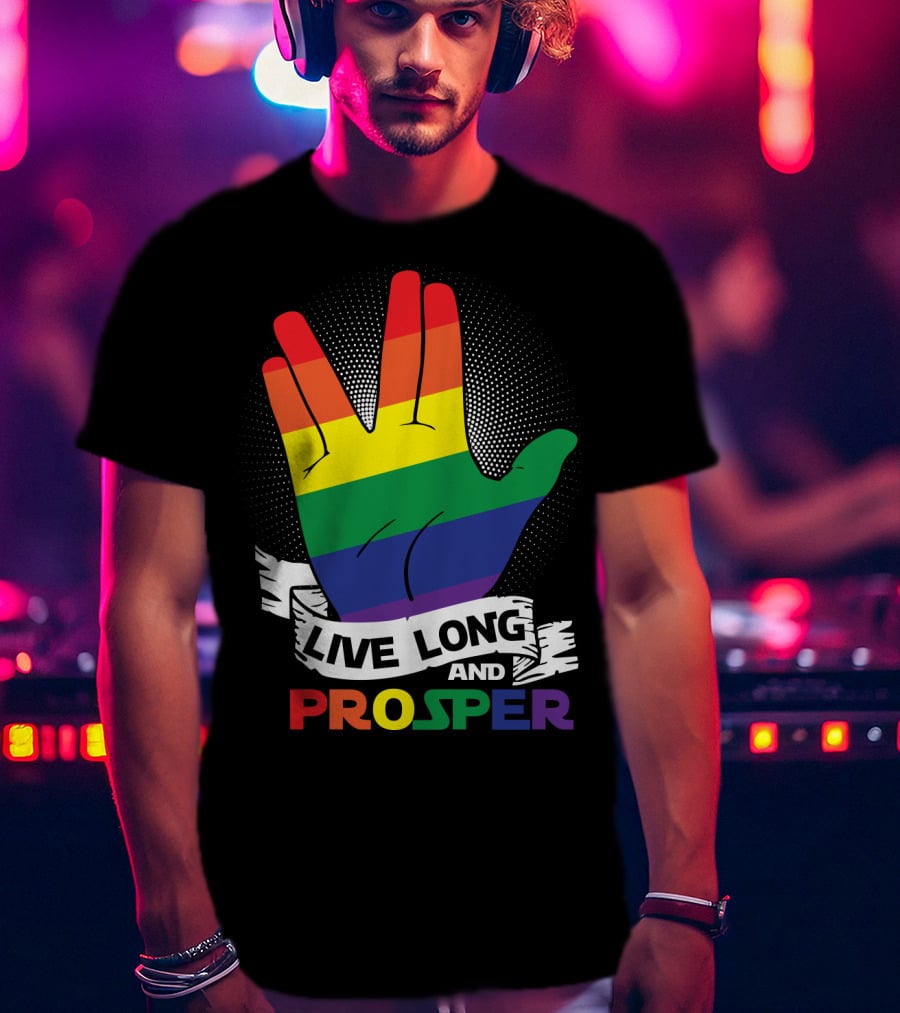 Live Long And Prosper Rainbow Hand Gesture T-Shirt
