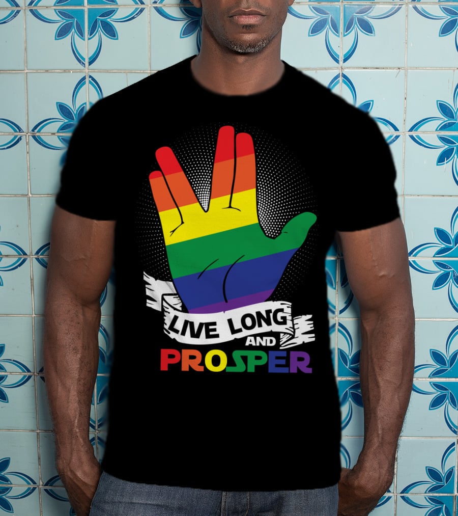 Live Long And Prosper Rainbow Hand Gesture T-Shirt