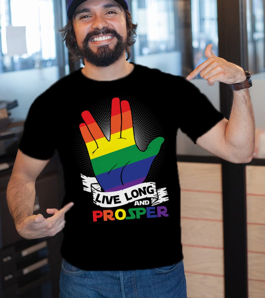 Live Long And Prosper Rainbow Hand Gesture T-Shirt