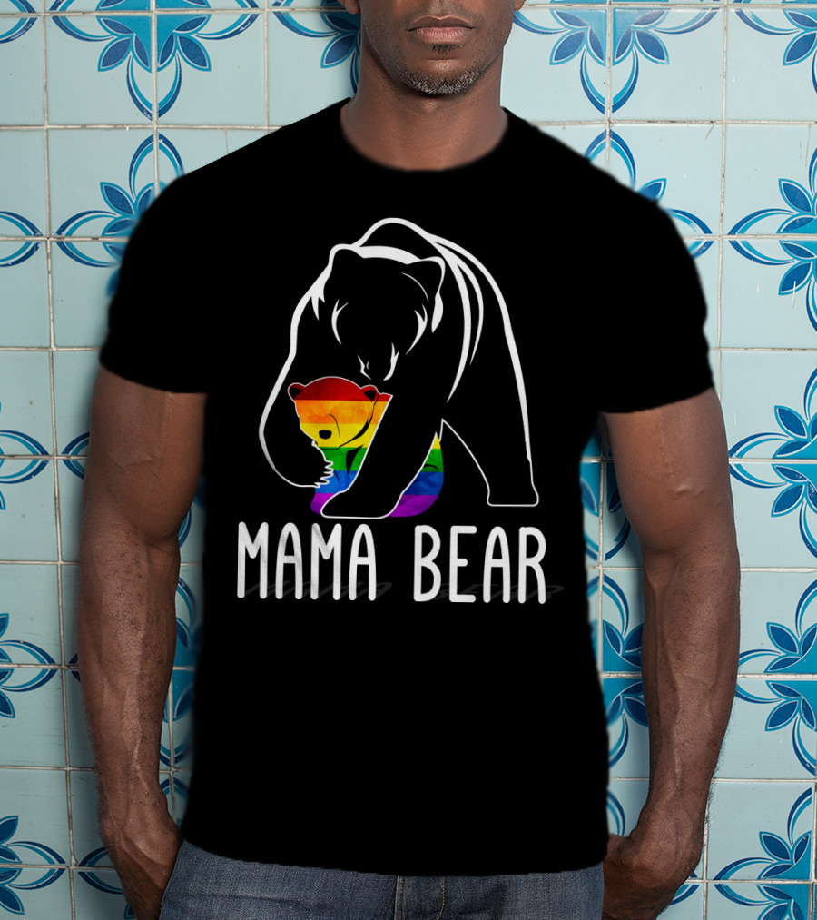 Mama Bear Rainbow Pride Bear Hug T-Shirt