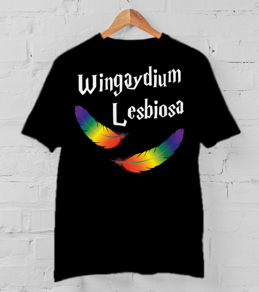 Wingaydium Lesbiosa Rainbow Feathers Magic T-Shirt