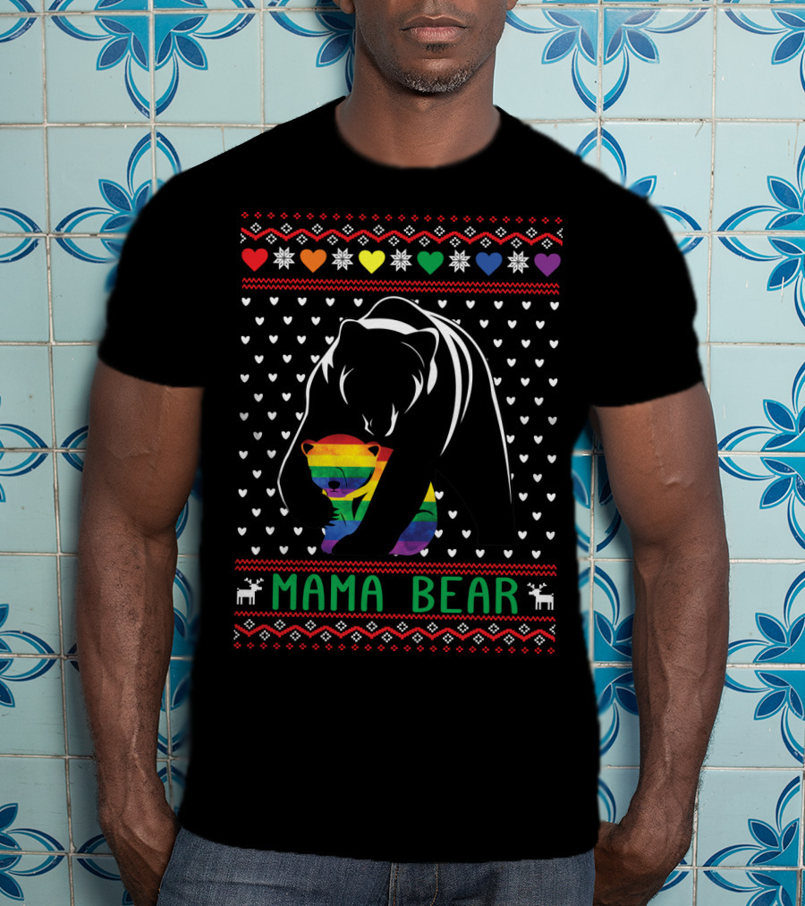 Mama Bear Rainbow Heart Pride T-Shirt
