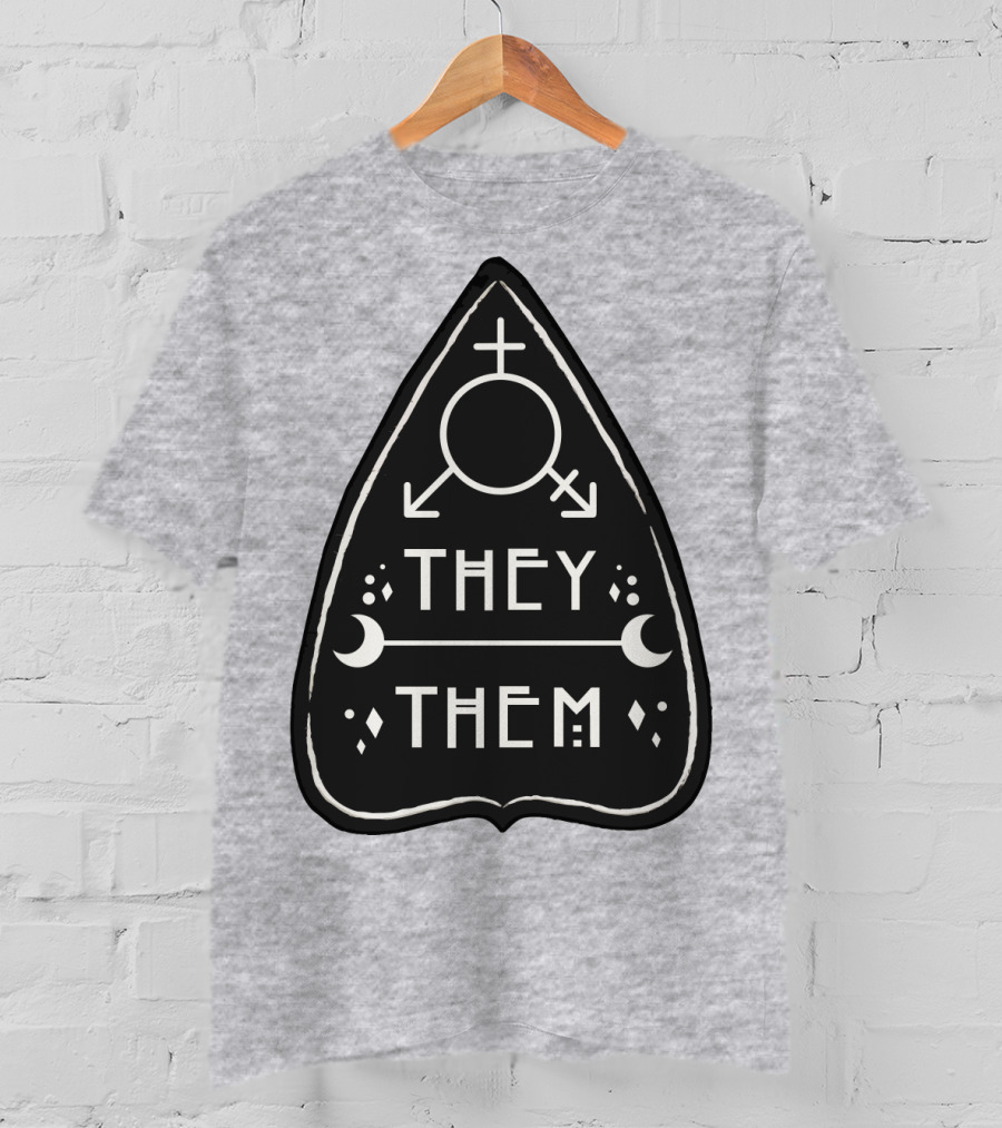 They Them Nonbinary Arrow Symbols Crescent Moons Geometric T-Shirt