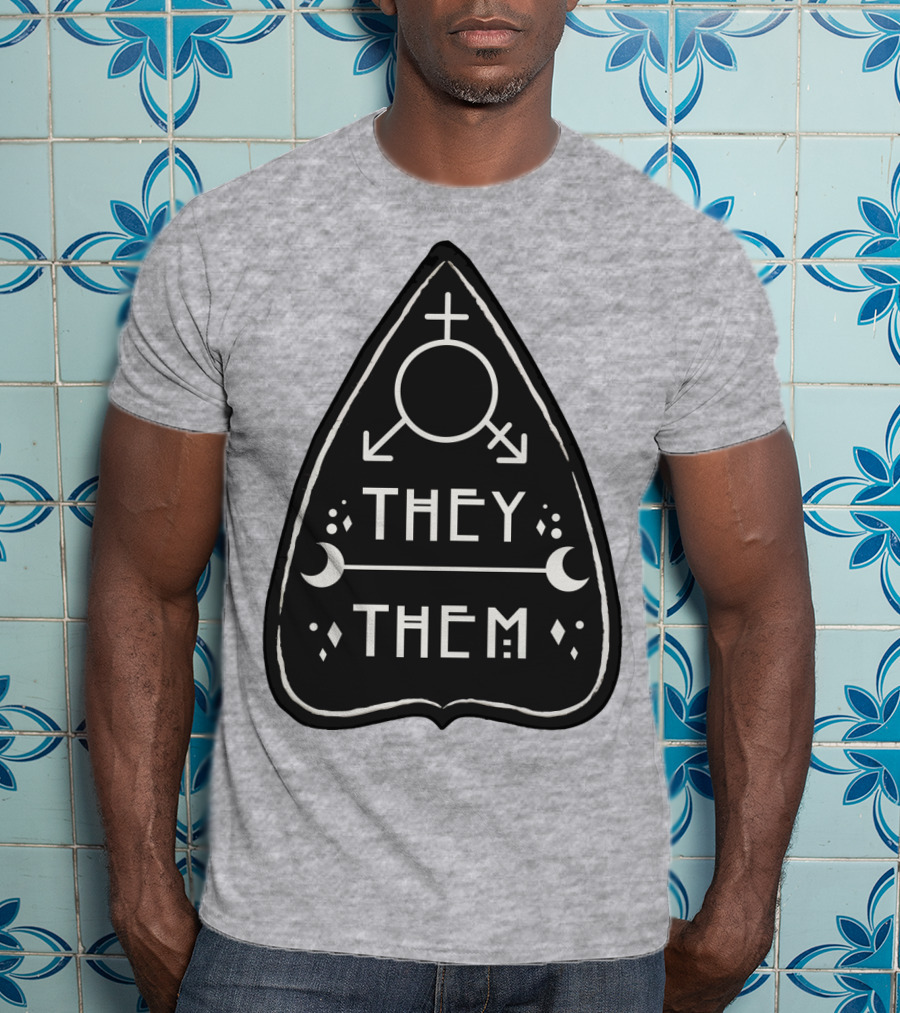 They Them Nonbinary Arrow Symbols Crescent Moons Geometric T-Shirt