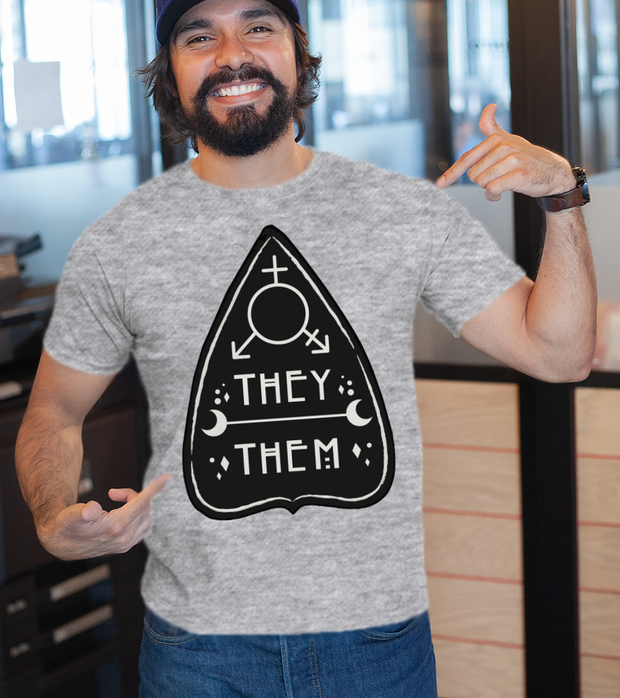 They Them Nonbinary Arrow Symbols Crescent Moons Geometric T-Shirt
