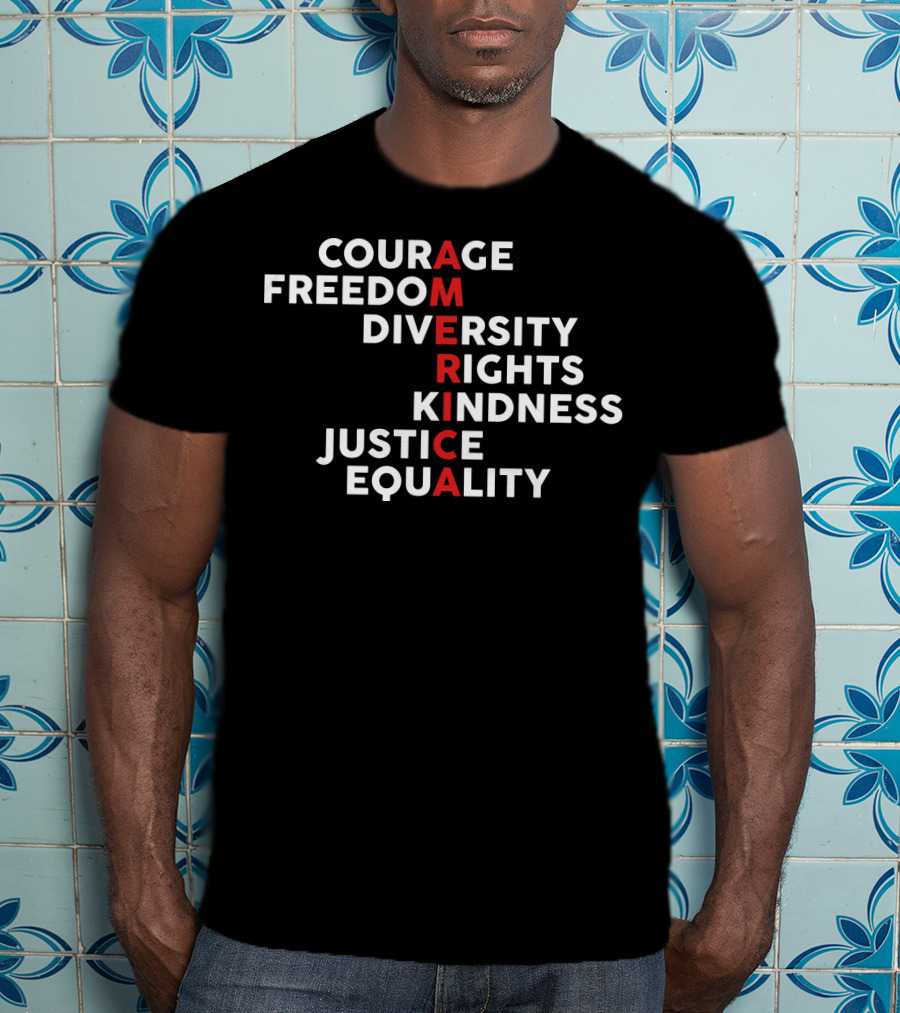Courage Freedom Diversity Rights Kindness Justice Equality America T-Shirt