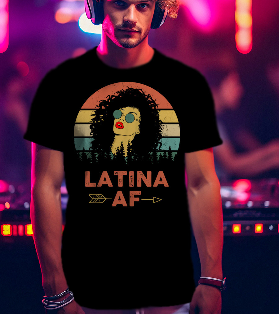 LATINA AF Retro Sunset With Stylized Woman And Arrow T-Shirt
