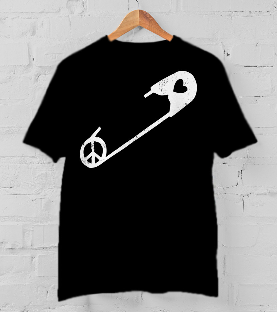 Peace Heart Safety Pin T-Shirt