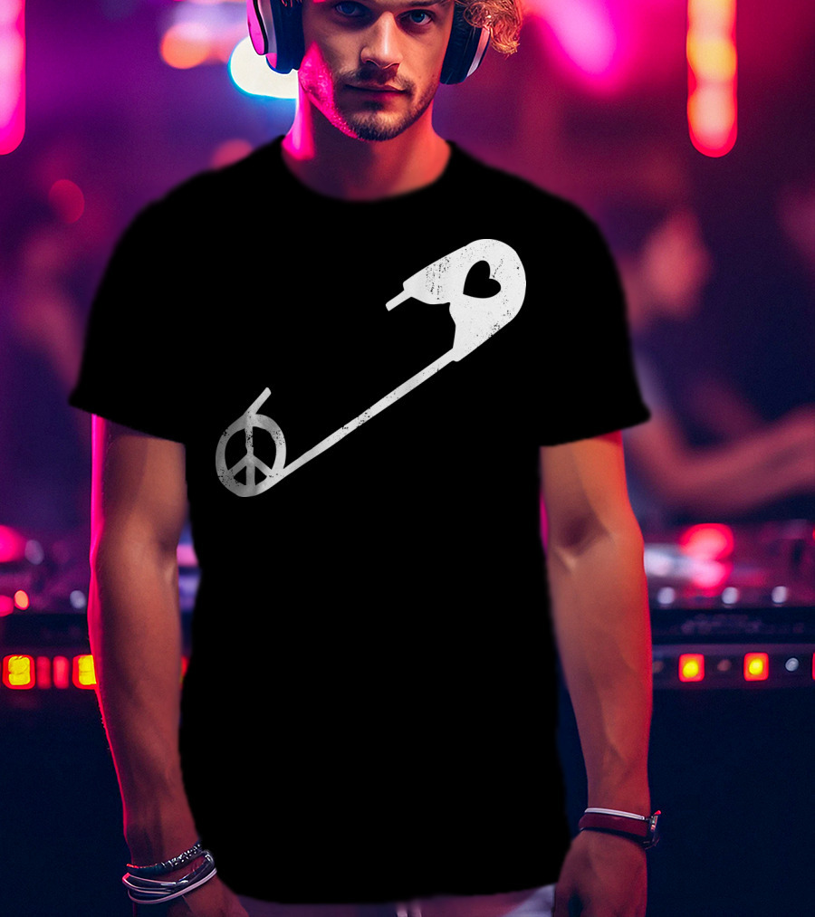 Peace Heart Safety Pin T-Shirt