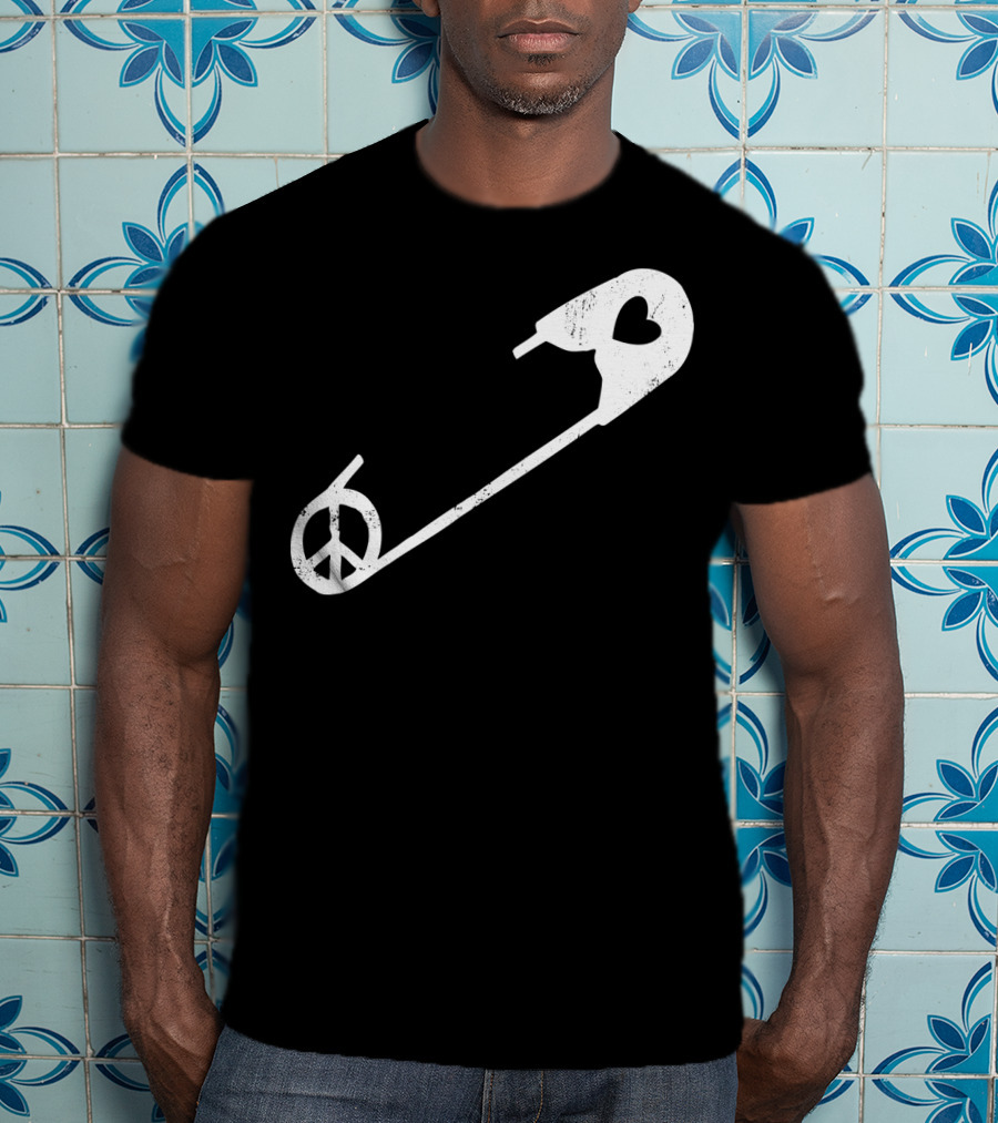 Peace Heart Safety Pin T-Shirt