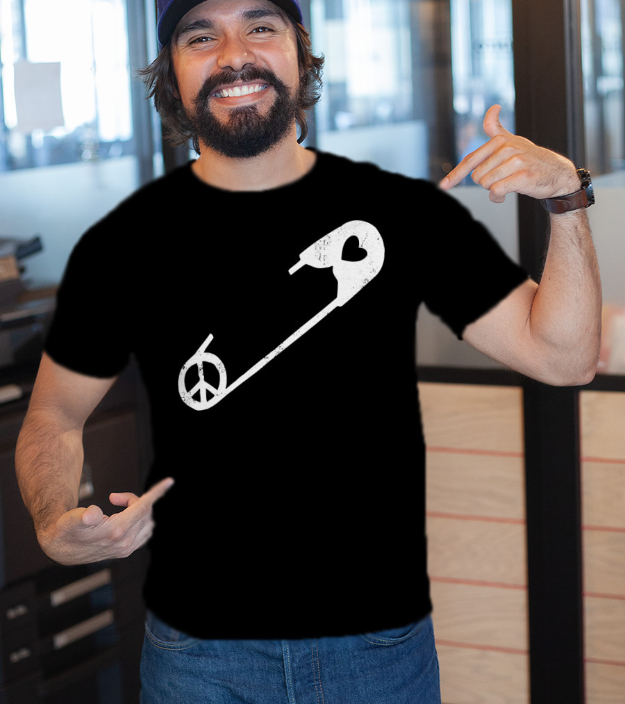 Peace Heart Safety Pin T-Shirt