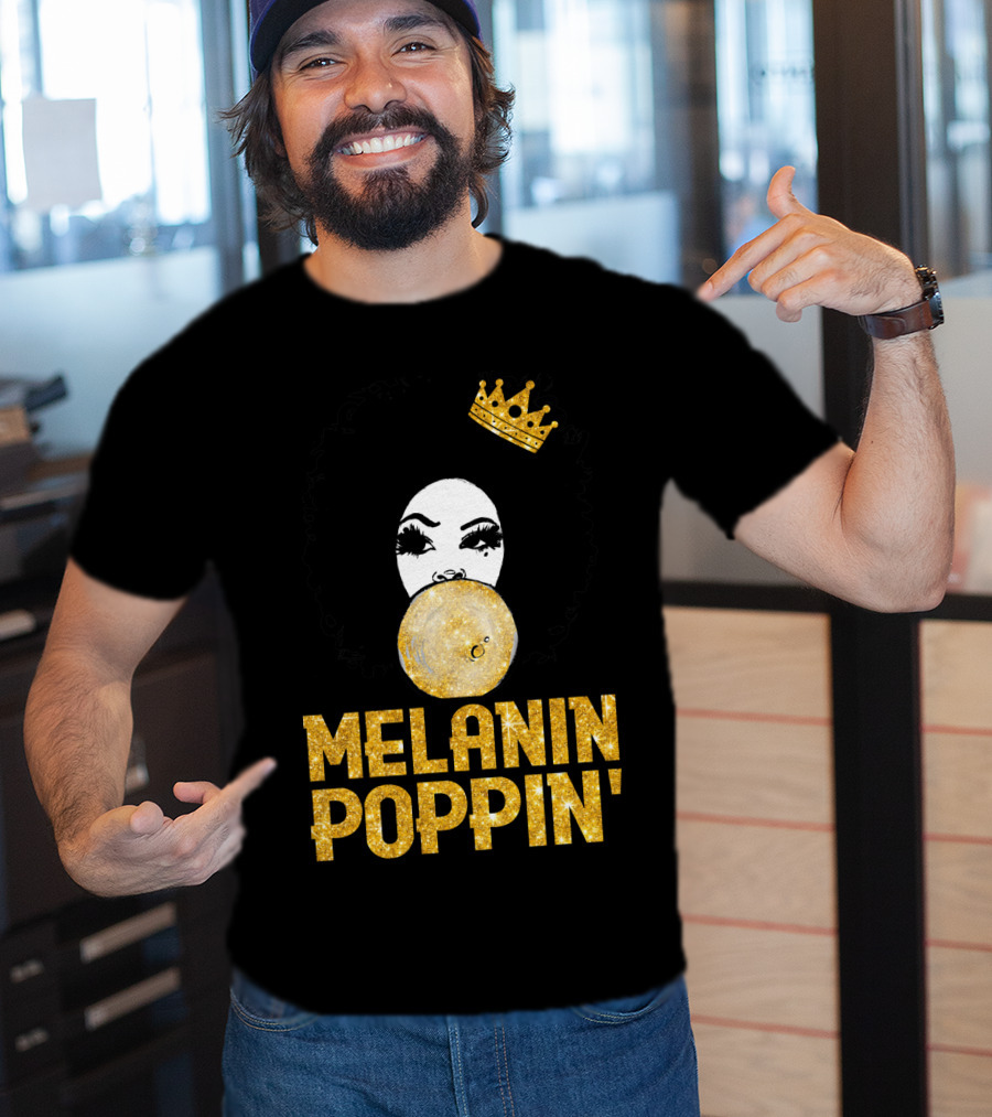 Melanin Poppin' Afro Queen Gold Bubblegum Crown T-Shirt