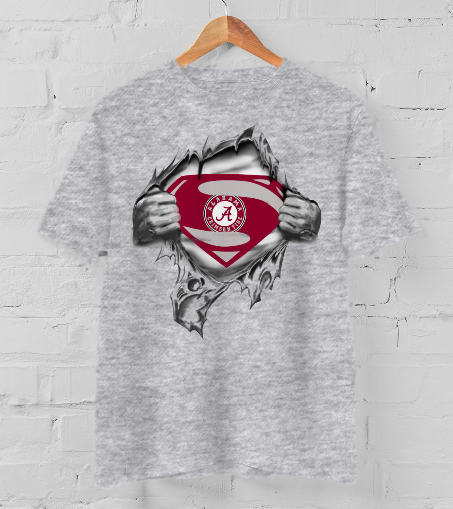 Alabama Crimson Tide Superhero Logo Rip T-Shirt