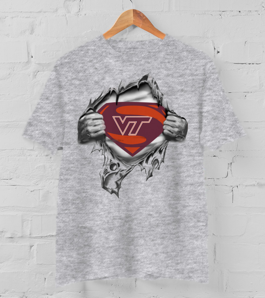 VT Hokies Super Man Logo Heroic Emblem T-Shirt