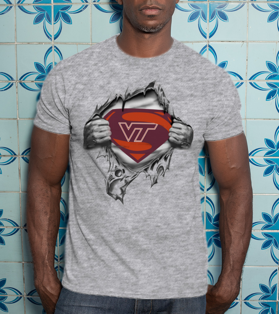 VT Hokies Super Man Logo Heroic Emblem T-Shirt