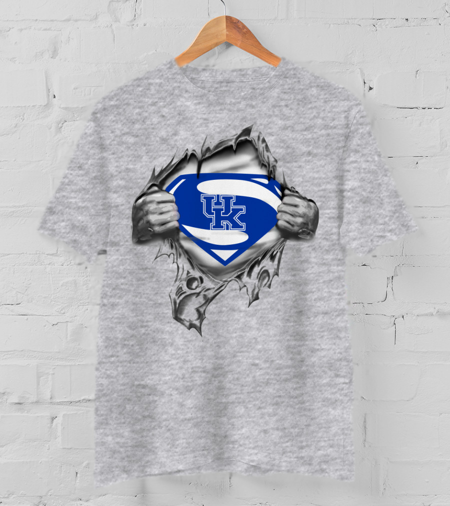 Kentucky UK Superman Logo Torn Steel T-Shirt