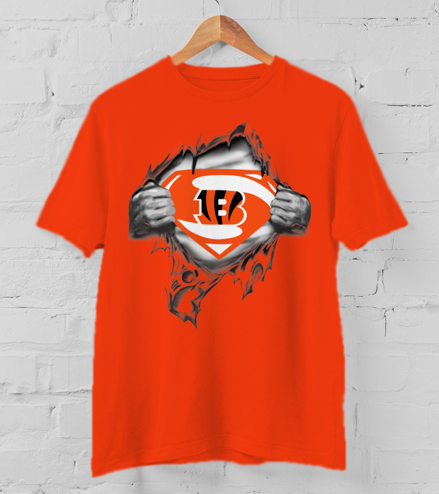 Bengals Superman Emblem Tear T-Shirt