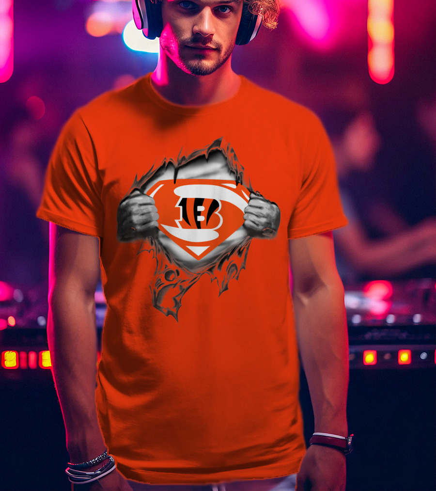 Bengals Superman Emblem Tear T-Shirt