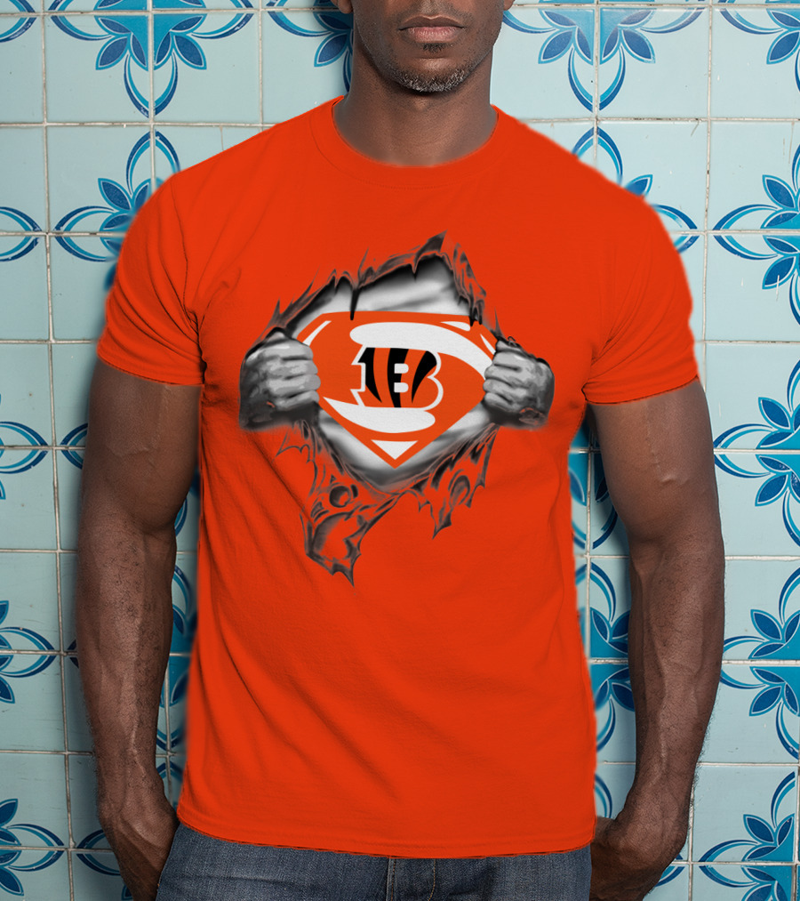 Bengals Superman Emblem Tear T-Shirt