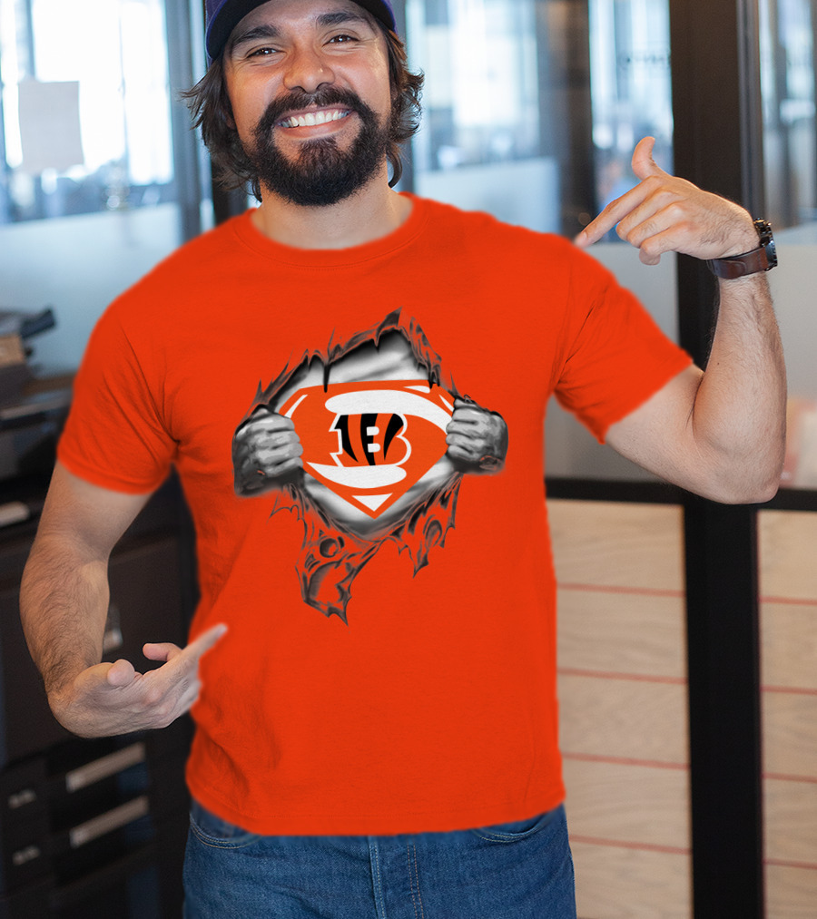 Bengals Superman Emblem Tear T-Shirt