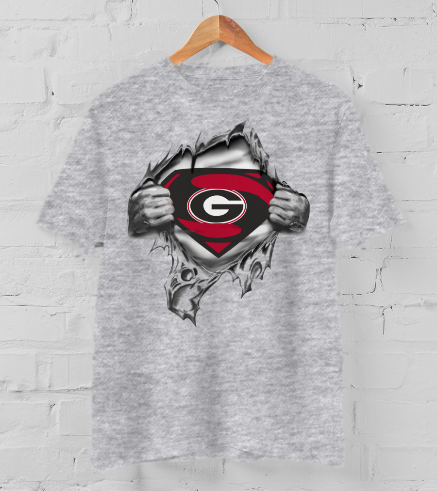 Georgia Bulldogs Superman G Logo Tear Out T-Shirt