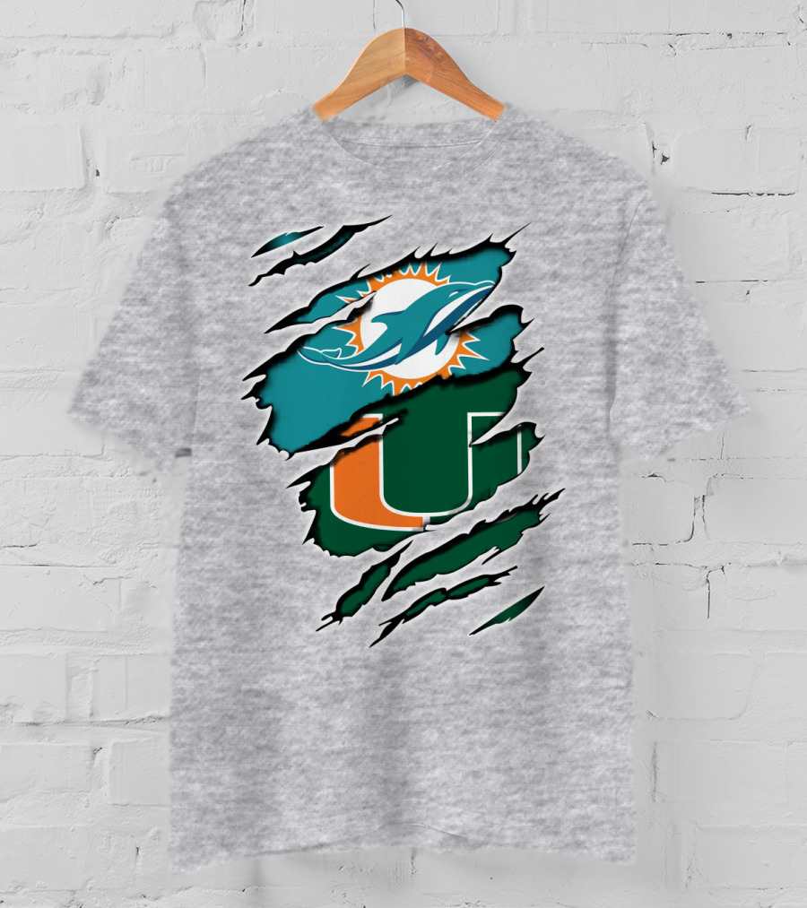 Dolphins Hurricanes Logo Tear Combination T-Shirt