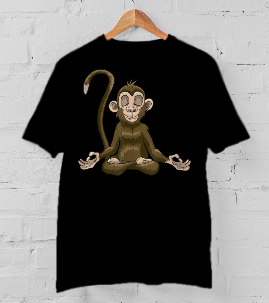 Yoga Monkey Meditating Funny Animal Yogi T-Shirt
