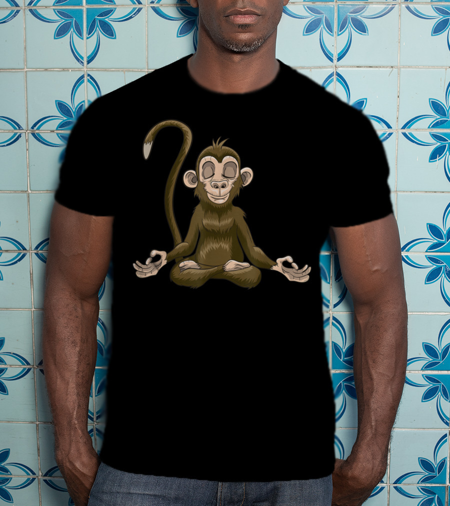 Yoga Monkey Meditating Funny Animal Yogi T-Shirt