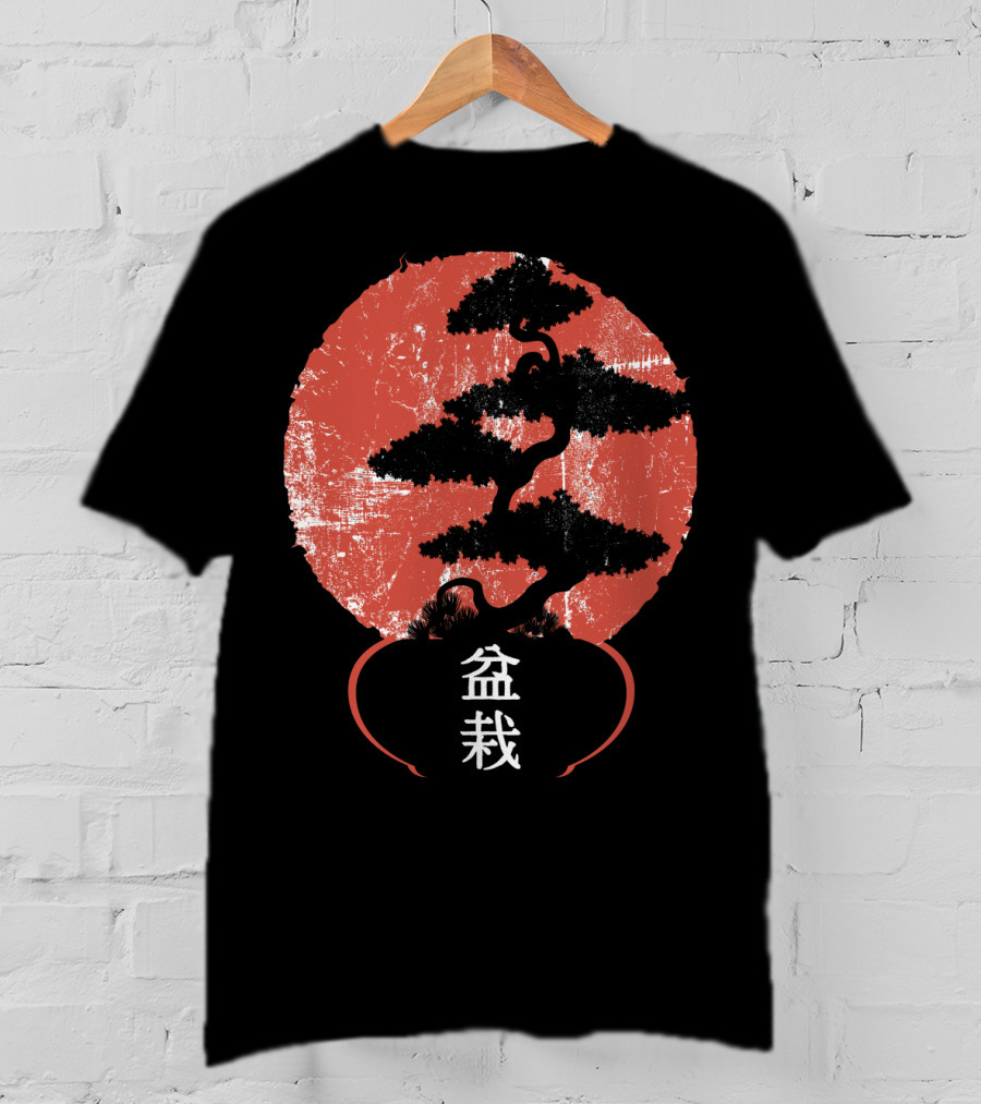 Bonsai Tree Vintage Yoga Lover Kanji T-Shirt