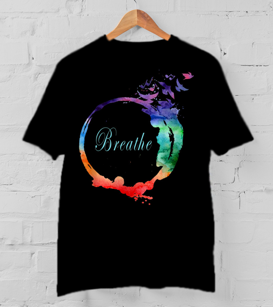 Breathe Cool Heavenly Breath Nature Yoga Watercolor Mandala T-Shirt