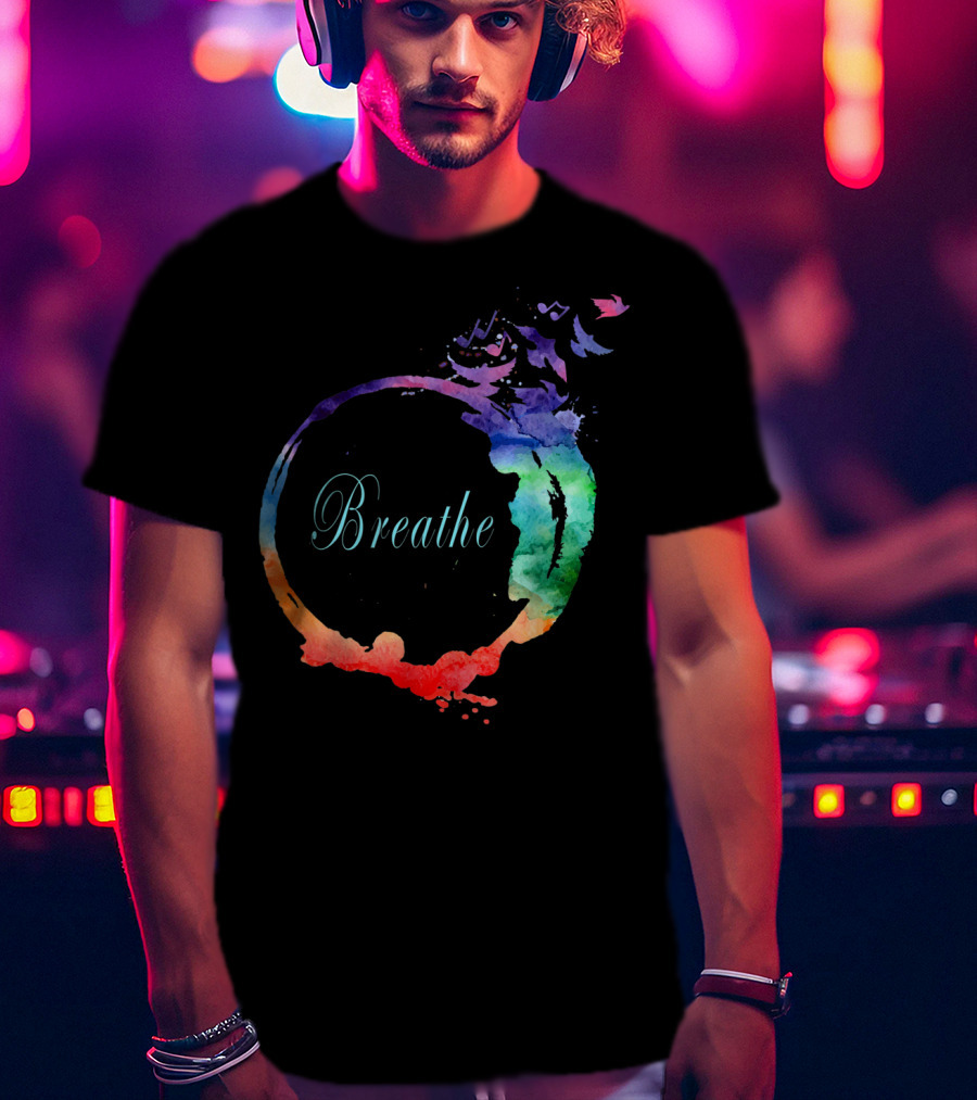 Breathe Cool Heavenly Breath Nature Yoga Watercolor Mandala T-Shirt