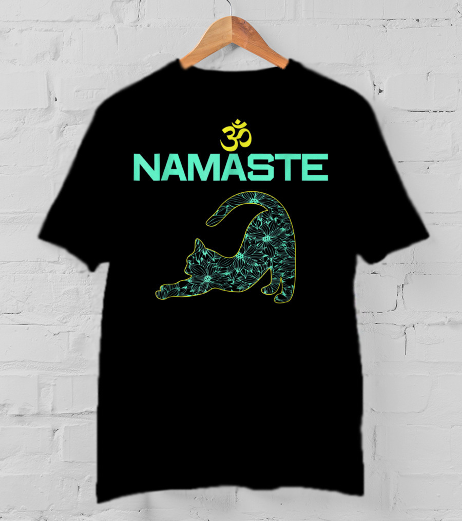 Om Namaste Cat Yoga Ying Yang Balance T-Shirt