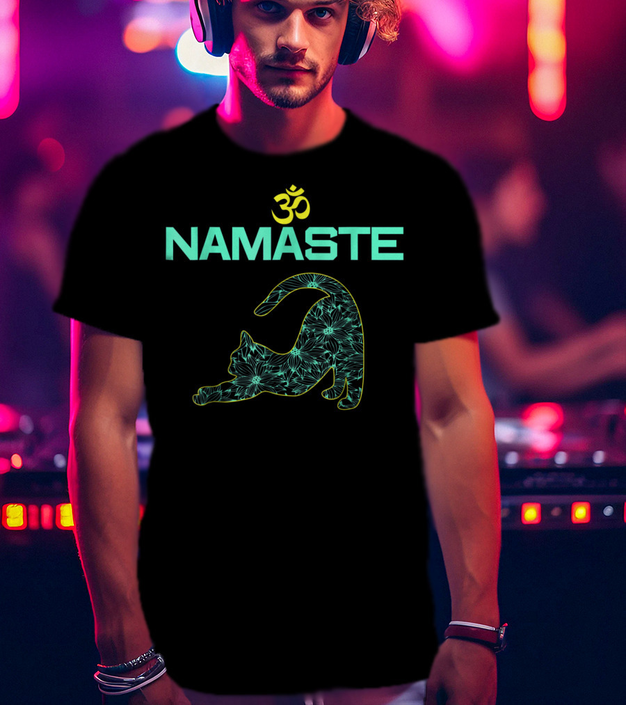 Om Namaste Cat Yoga Ying Yang Balance T-Shirt