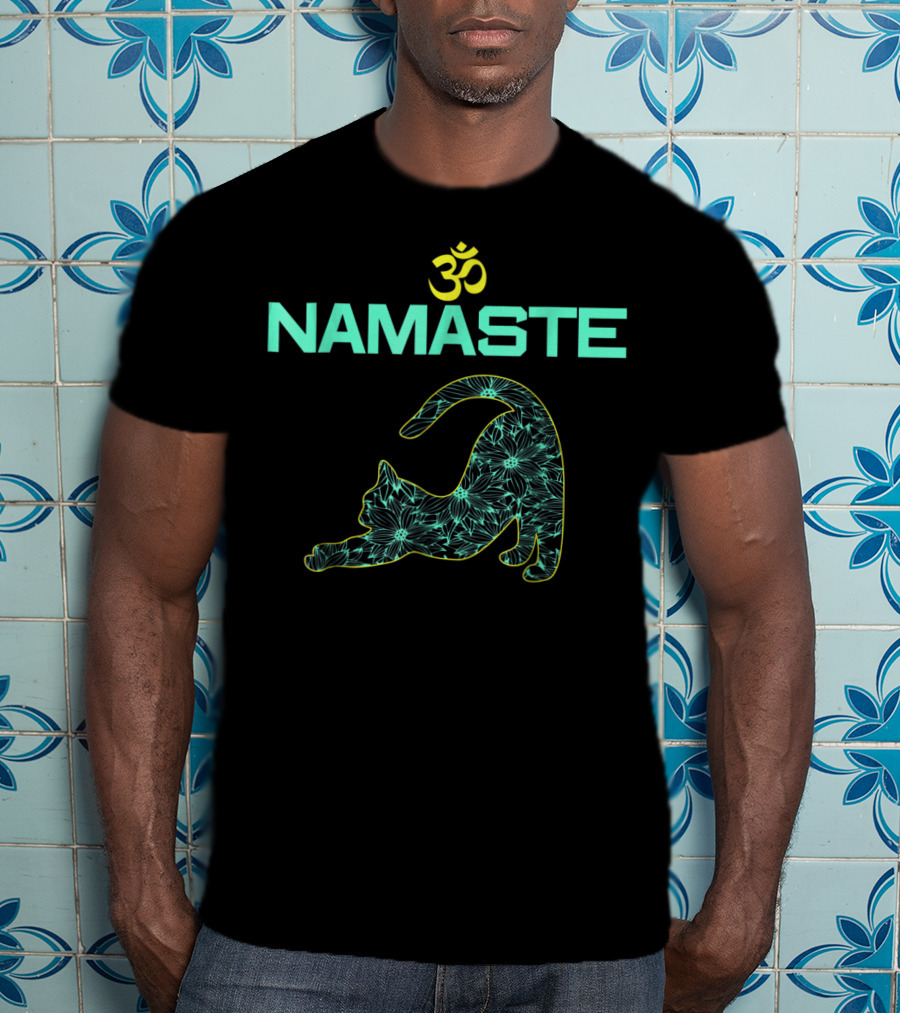Om Namaste Cat Yoga Ying Yang Balance T-Shirt