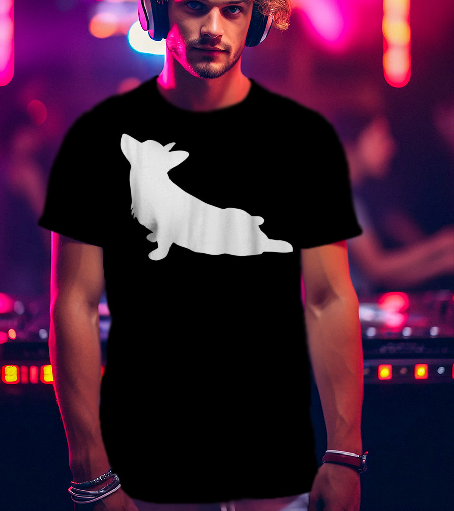 Corgi Yoga Silhouette Stretch Pose T-Shirt
