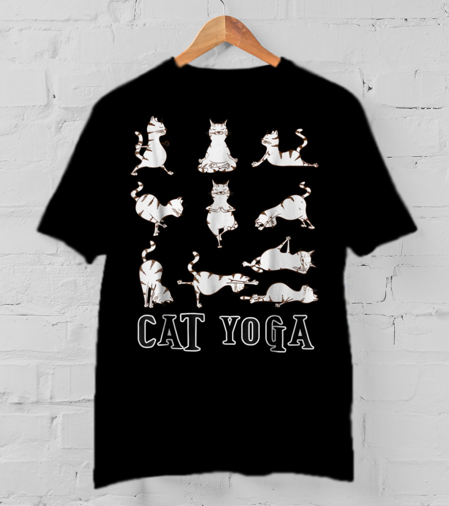 Cute Cat Yoga Perfect Meditation Darks Cat Yoga T-Shirt