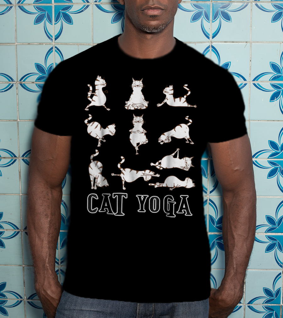 Cute Cat Yoga Perfect Meditation Darks Cat Yoga T-Shirt