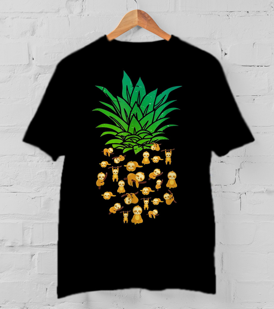 Sloth Lovers Cute Yoga Pineapple T-Shirt