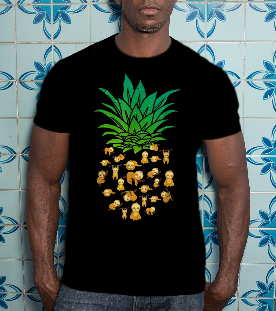 Sloth Lovers Cute Yoga Pineapple T-Shirt