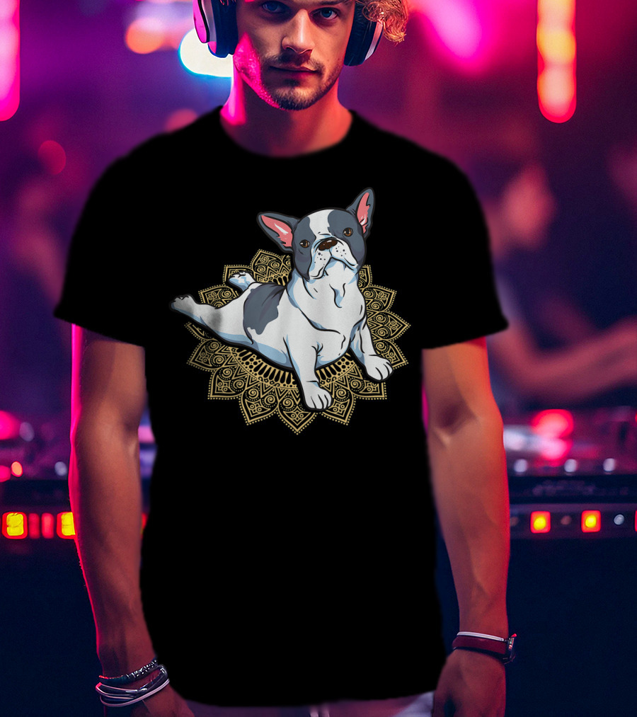 French Bulldog Yoga Frenchie Namaste Spiritual Mandala Pose T-Shirt