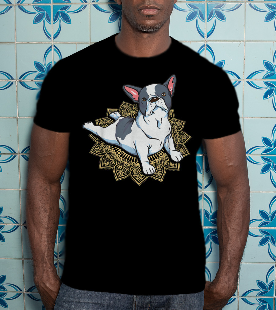 French Bulldog Yoga Frenchie Namaste Spiritual Mandala Pose T-Shirt