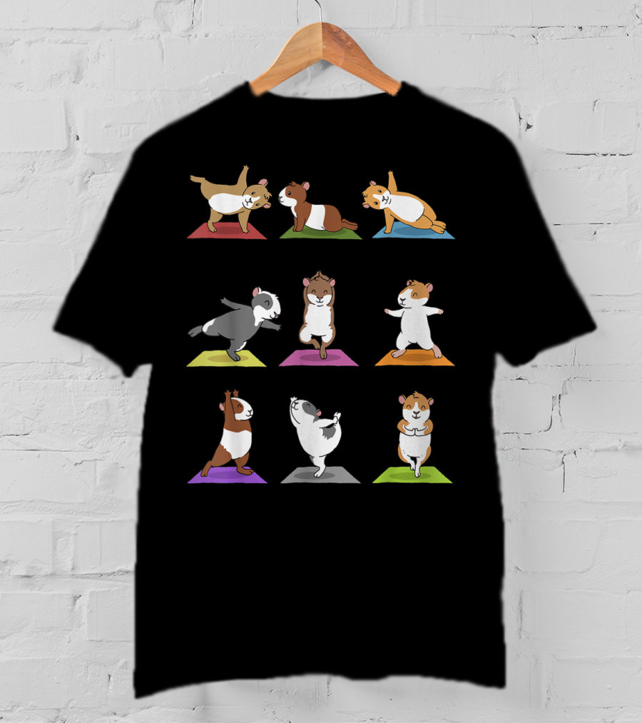 Guinea Pig Yoga Poses Cute Funny Cartoon Guinea Pigs T-Shirt