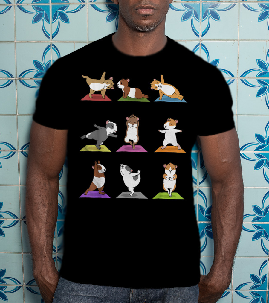 Guinea Pig Yoga Poses Cute Funny Cartoon Guinea Pigs T-Shirt