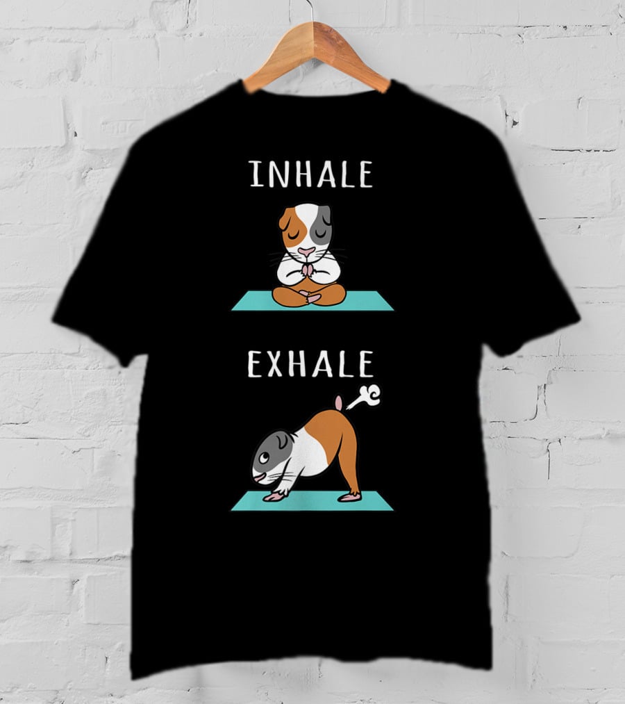 Guinea Pig Yoga Inhale Exhale Funny Pet Meditation T-Shirt