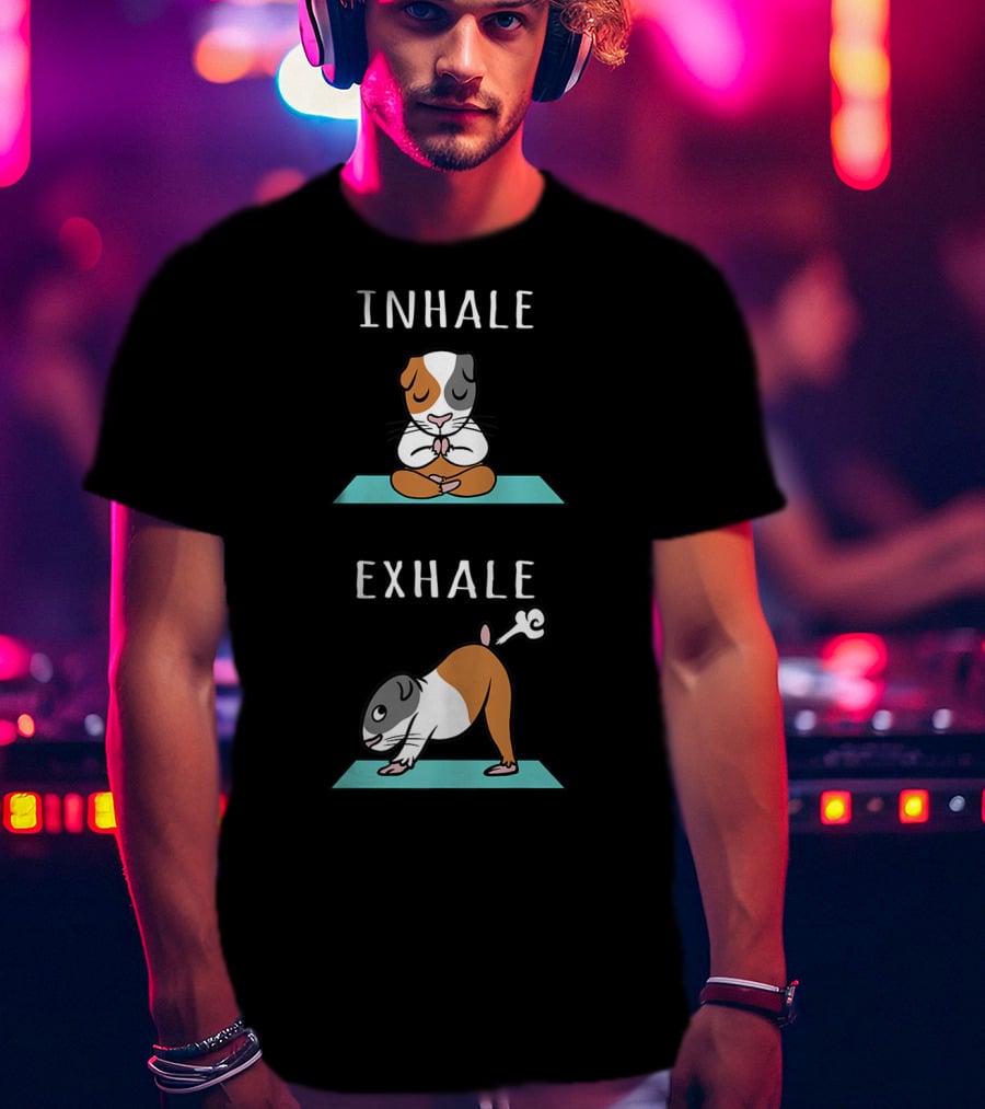 Guinea Pig Yoga Inhale Exhale Funny Pet Meditation T-Shirt