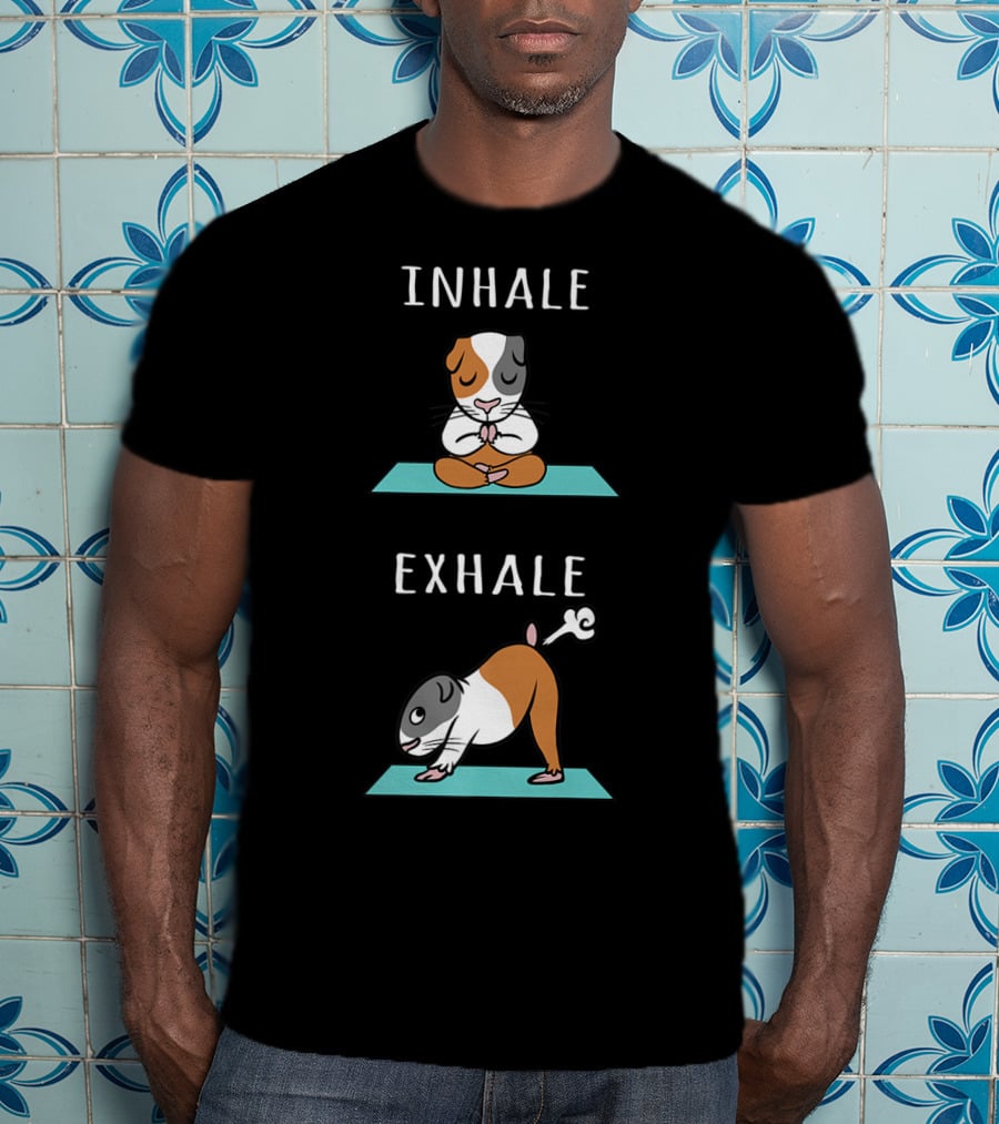 Guinea Pig Yoga Inhale Exhale Funny Pet Meditation T-Shirt