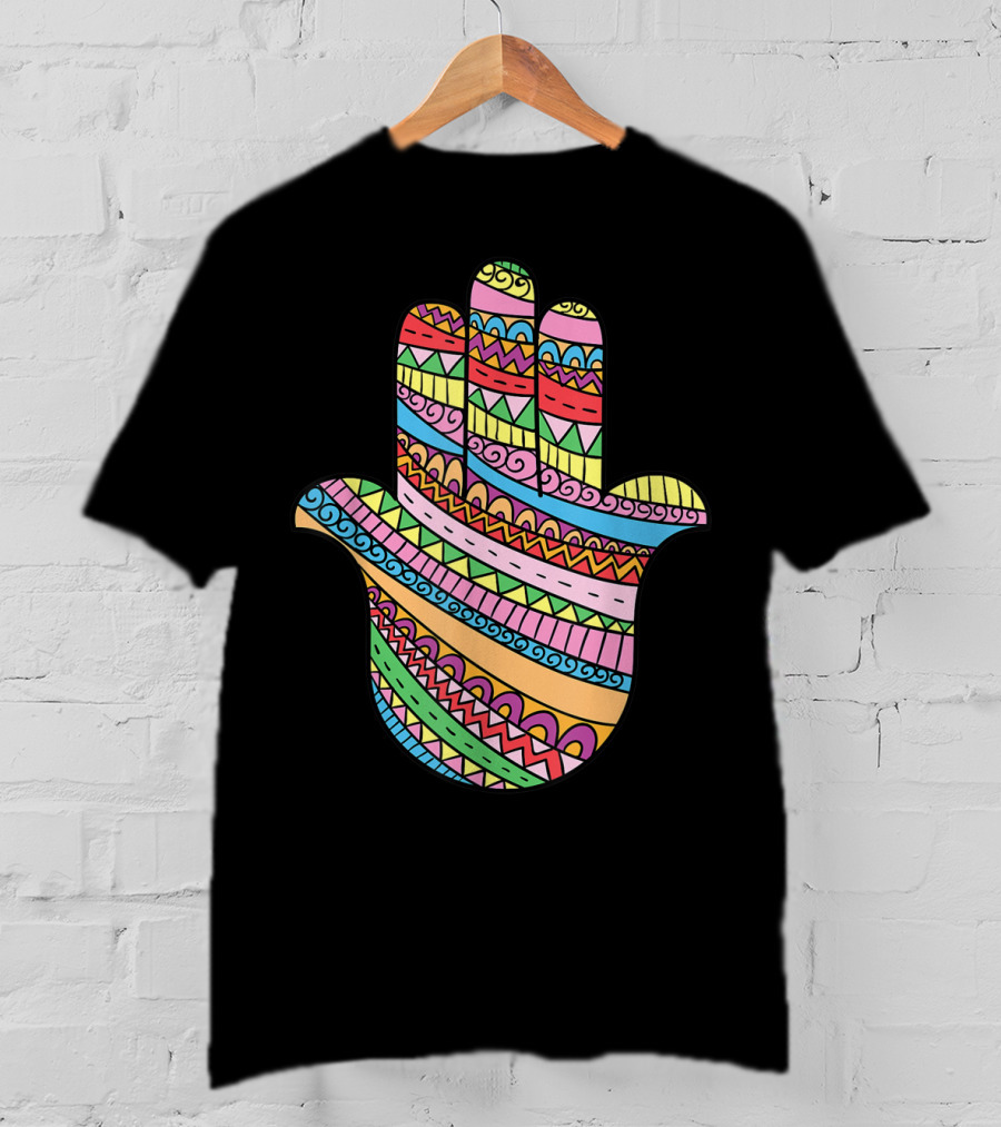 Hamsa Hand Buddha Arabic Amulet Meditation Colorful T-Shirt
